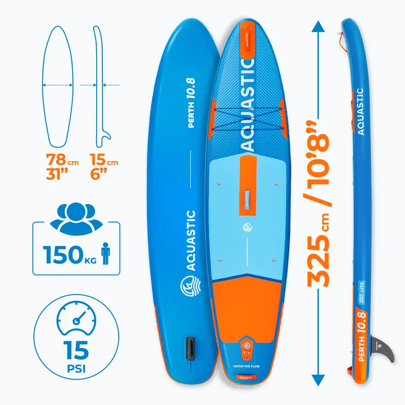 Sada paddleboard SUP nafukovací AQUASTIC Perth 10'8" allround modrý 24