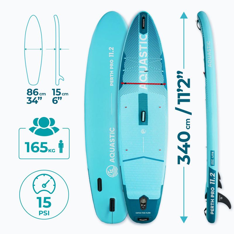 Sada paddleboard SUP nafukovací AQUASTIC Perth Pro 11'2" all-round green 19