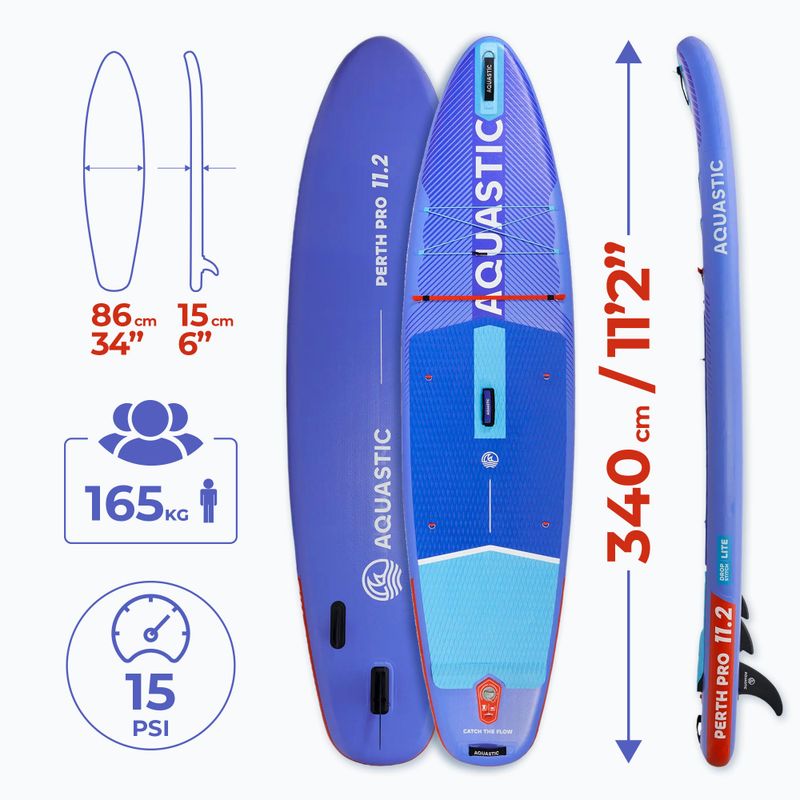 Sada paddleboard SUP nafukovací AQUASTIC Perth Pro 11'2" all-round blue 21