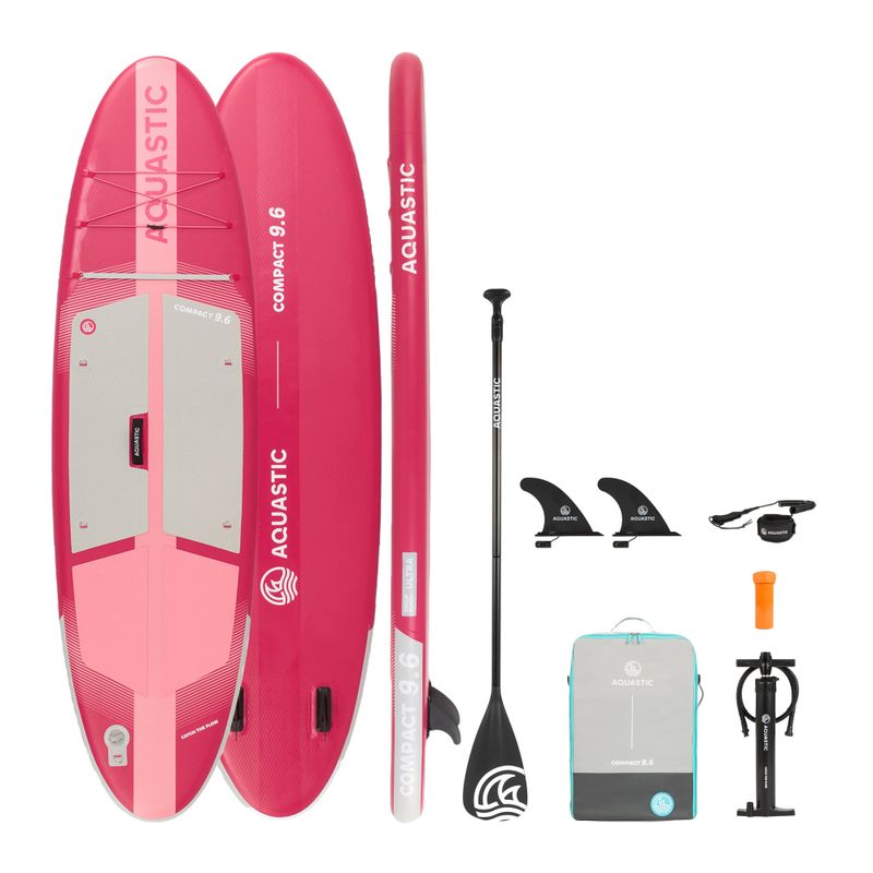 Sada paddleboard SUP nafukovací AQUASTIC Compact 9'6" růžový 21