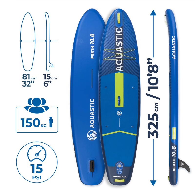 Sada paddleboard SUP nafukovací AQUASTIC Perth 10'8" allround dark blue 18