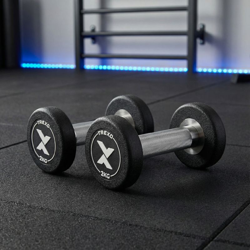 Pogumovaná litinová činka XTREXO Pro 2 kg black 3