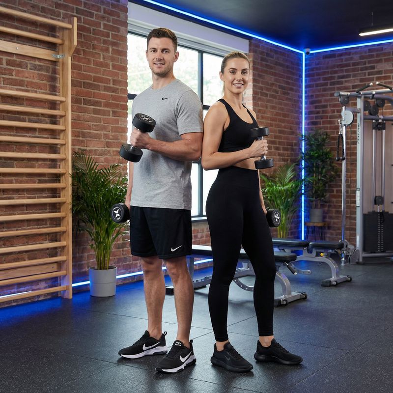 Gumová litinová činka XTREXO Pro 10 kg black 5