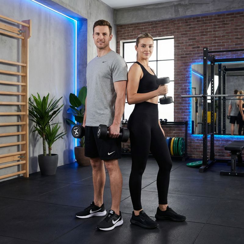 Gumová litinová činka XTREXO Pro 12 kg black 5