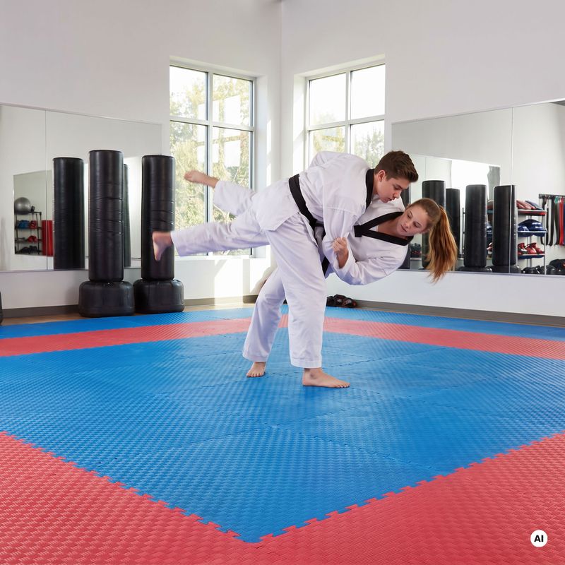 Podložka tatami s certifikací HOOK FIGHTING x Jen Yau puzzle World Taekwondo Federation blue 3