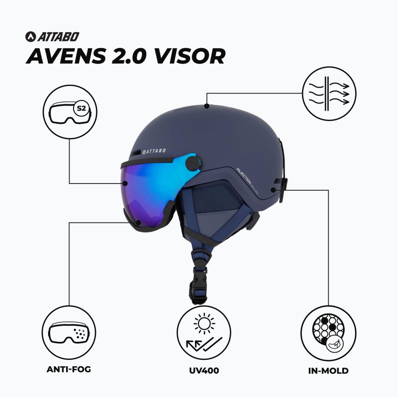 Dětská lyžařská helma ATTABO Avens 2.0 Jr Visor dark blue 2