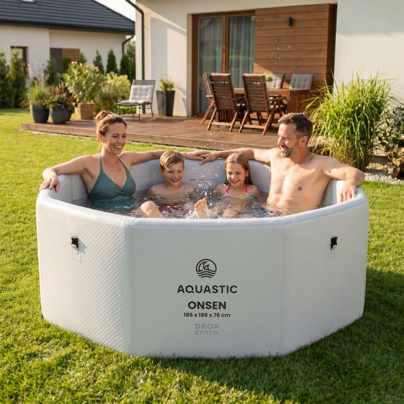 Nafukovací bazén AQUASTIC ONSEN drop stitch 1400 l 186 cm šedý 18