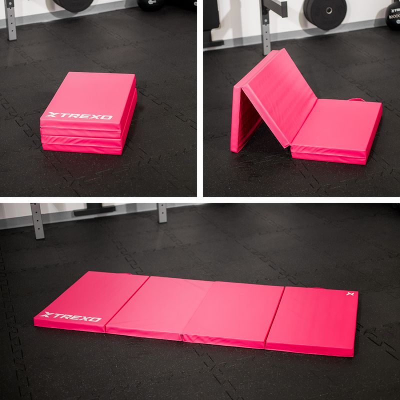 Skládací gymnastická matrace TREXO 195 x 80 x 5 cm pink 10