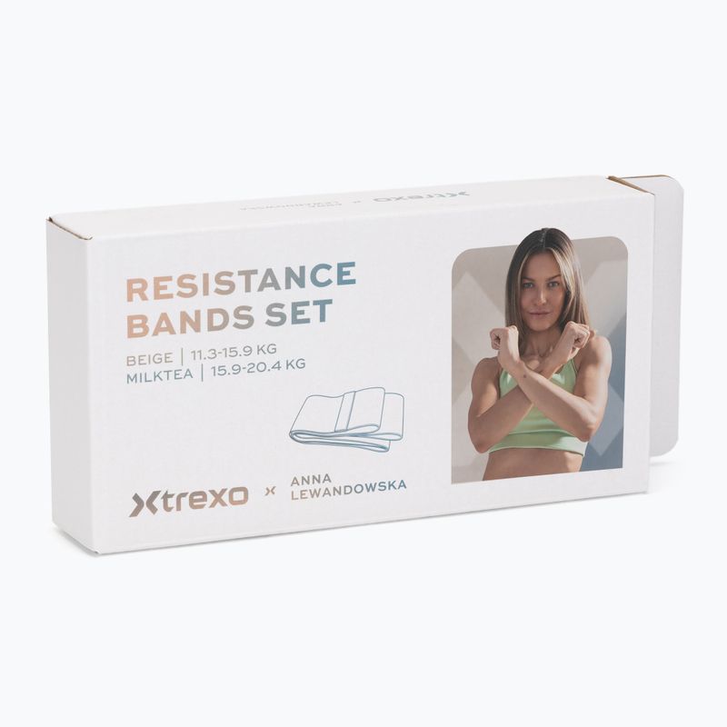 Sada posilovacích odporových gum XTREXO x Anna Lewandowska bands Beige/Milktea 6
