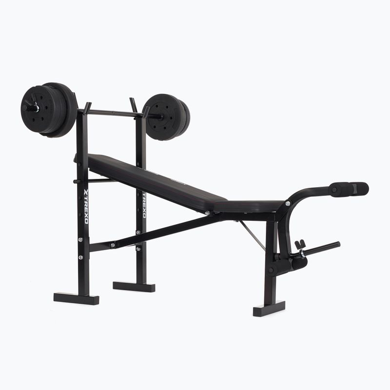 Posilovací lavice XTREXO BenchFit Lite se stojanem a činkou black