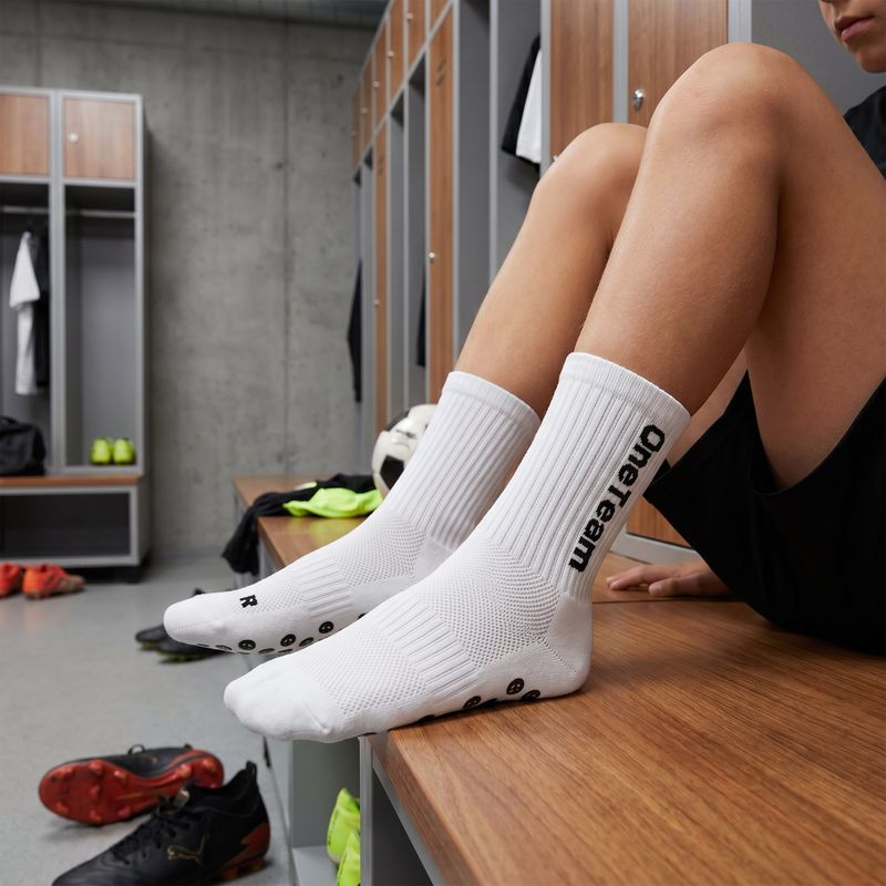 Dětské fotbalové ponožky OneTeam Precision Grip non-slip 2-pack white 9