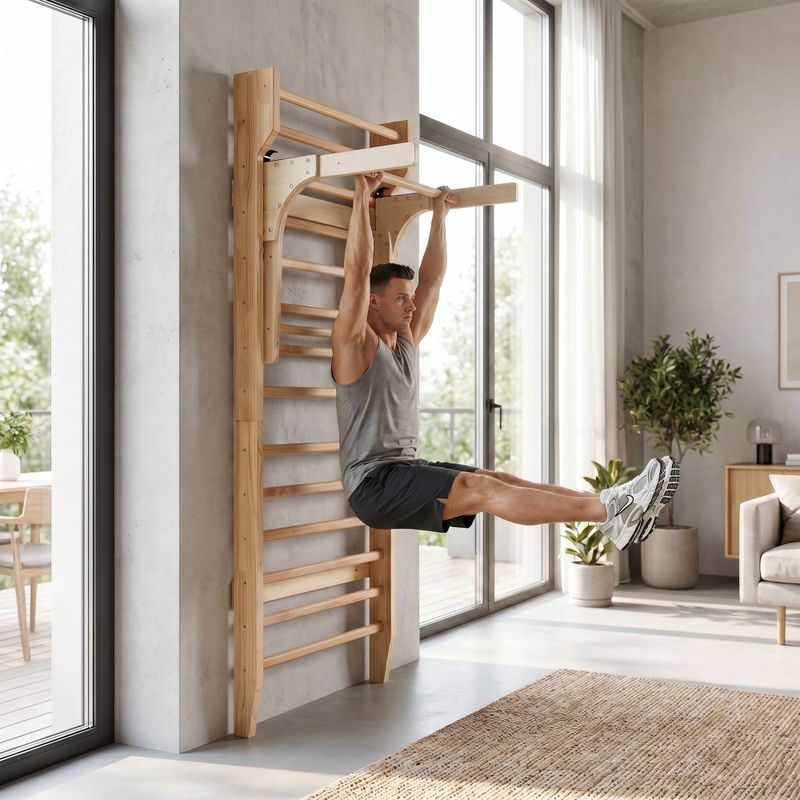 Gymnastické žebřiny s hrazdou XTREXO LW100 wooden 11