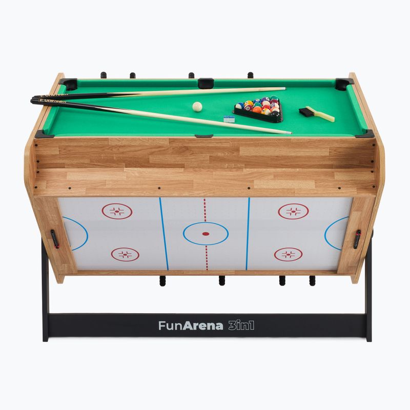 Hrací stůl 3in1 OneTeam FunArena fotbálek, push hockey, kulečník dřevěný black 6