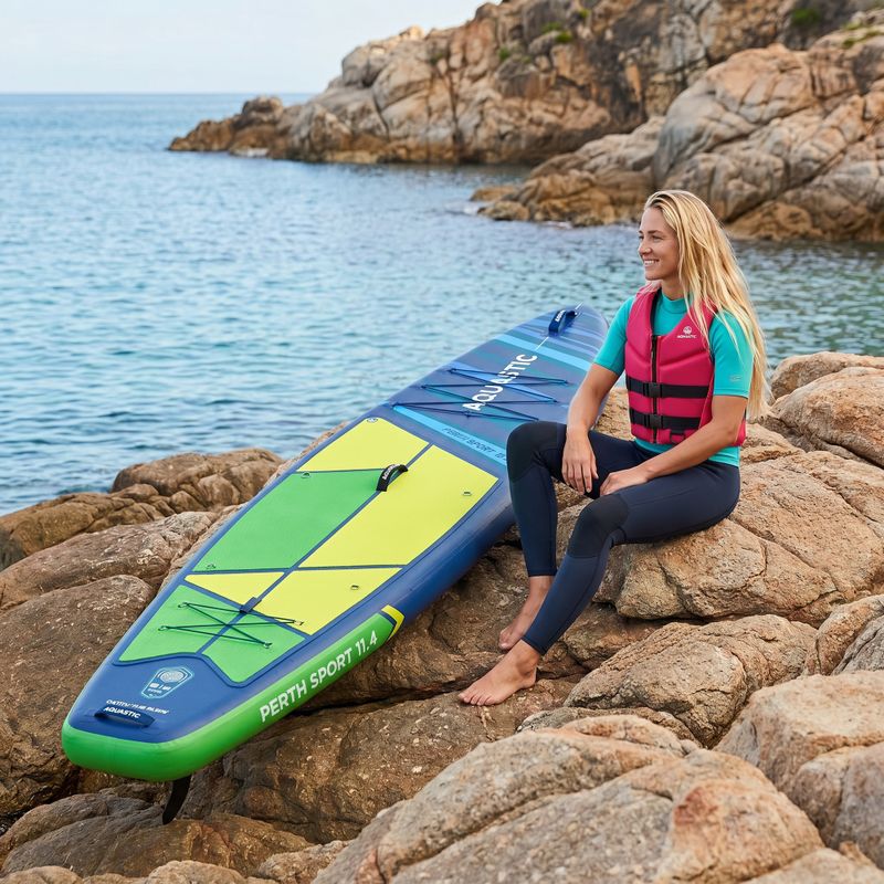 Sada paddleboard SUP nafukovací AQUASTIC Perth Sport 11'4" MSL allround green 20