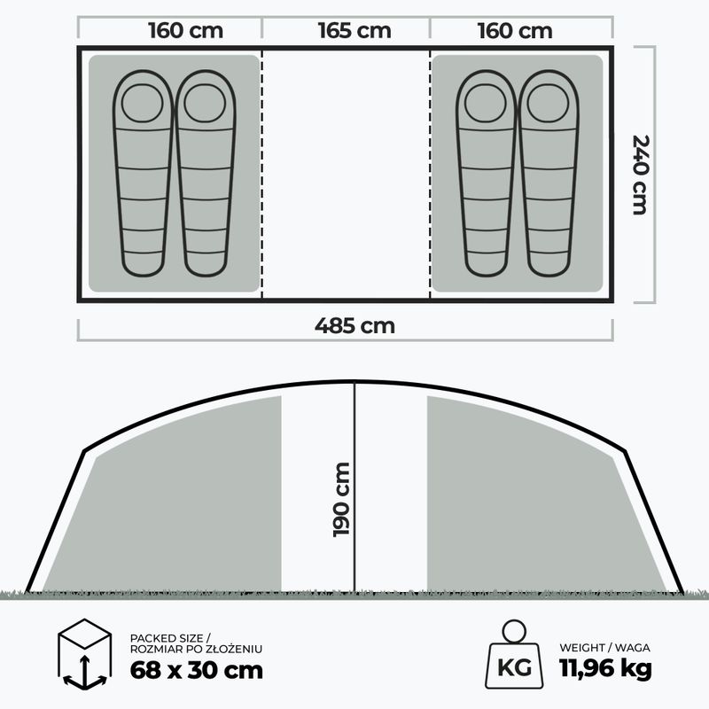 Kempinkový stan pro 4 osoby KADVA Kavio 4.2 green 22