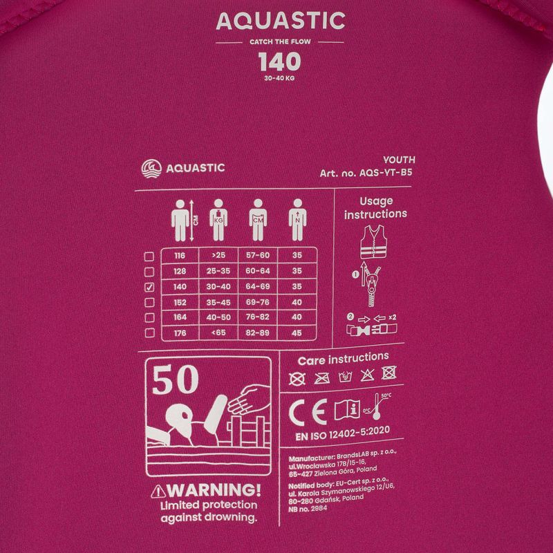 Dětská bezpečnostní vesta AQUASTIC Youth 50N pink 6
