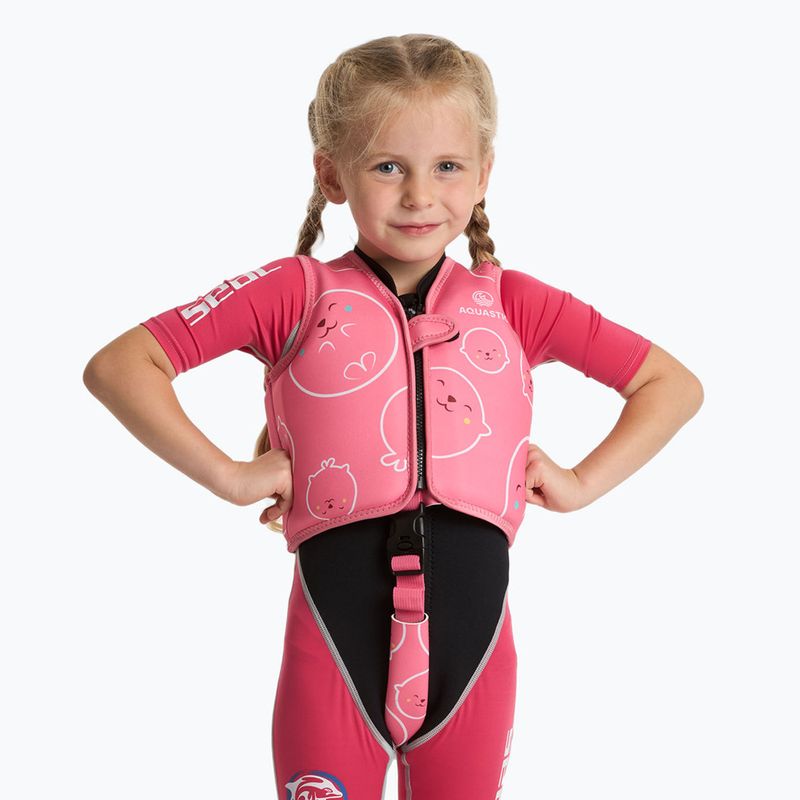 Dětská bezpečnostní vesta AQUASTIC Junior pink/yellow 2