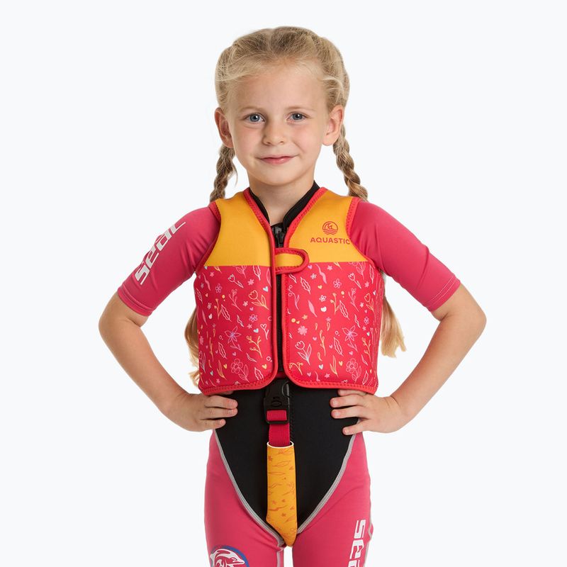 Dětská bezpečnostní vesta AQUASTIC Junior pink/yellow 2