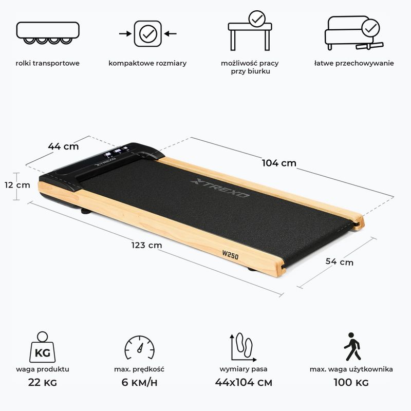 Elektrický běžecký pás TREXO TXO-W250 Walking Pad black/brown 2