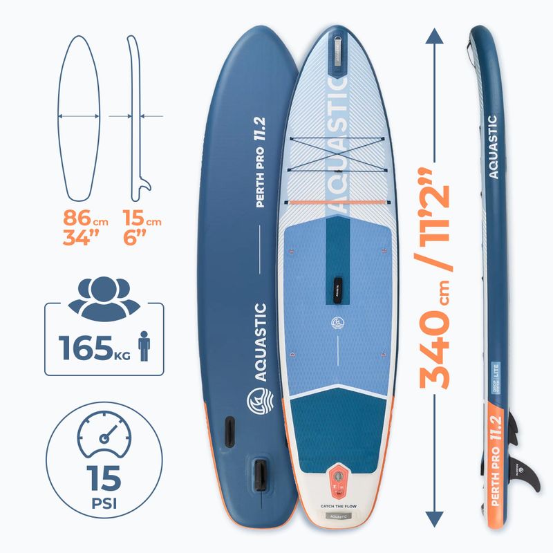 Deska SUP AQUASTIC Perth Pro 11'2" allround bílá 21