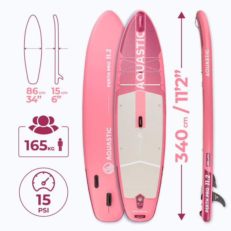 Prkno SUP AQUASTIC Perth Pro 11'2" allround růžový 21