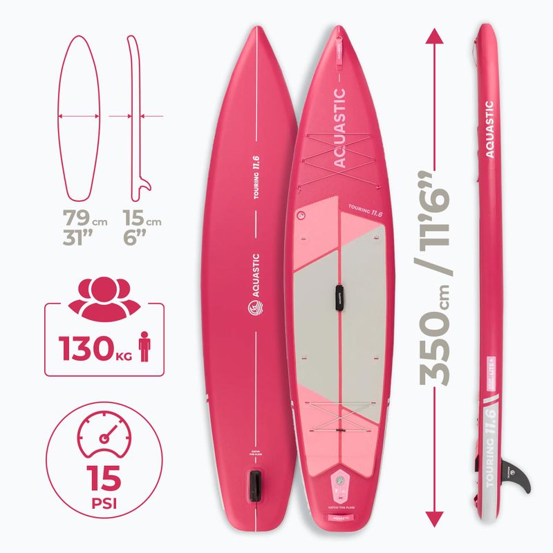 Sada paddleboard SUP nafukovací AQUASTIC Touring 11'6" pink 27