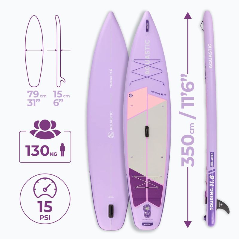 Sada paddleboard SUP nafukovací AQUASTIC Touring 11'6" purple 20