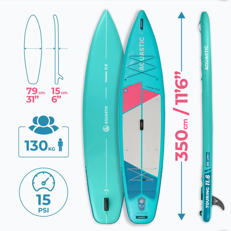 Sada paddleboard SUP nafukovací AQUASTIC Touring 11'6" green 26