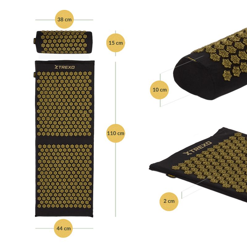 Akupresurní podložka XTREXO velká s polštářkem TXO-B4Z005-BK black 3