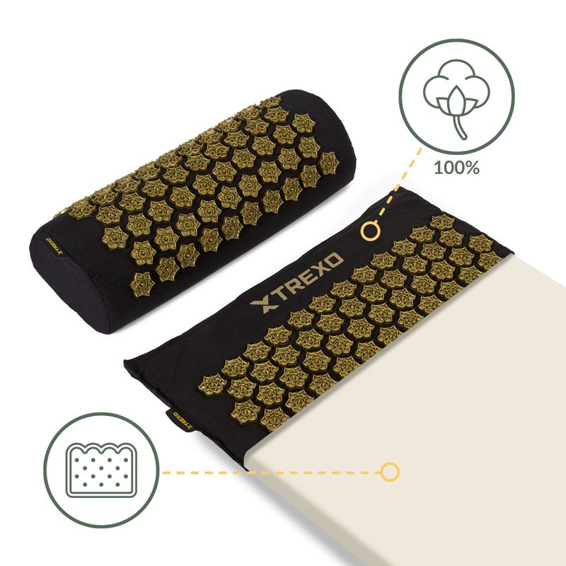 Akupresurní podložka XTREXO velká s polštářkem TXO-B4Z005-BK black 12