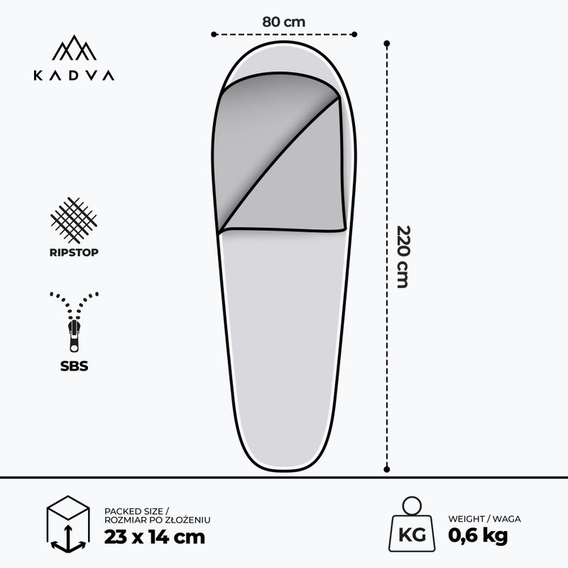Spací pytel KADVA Light 600 R pravý tmavě modrý 3