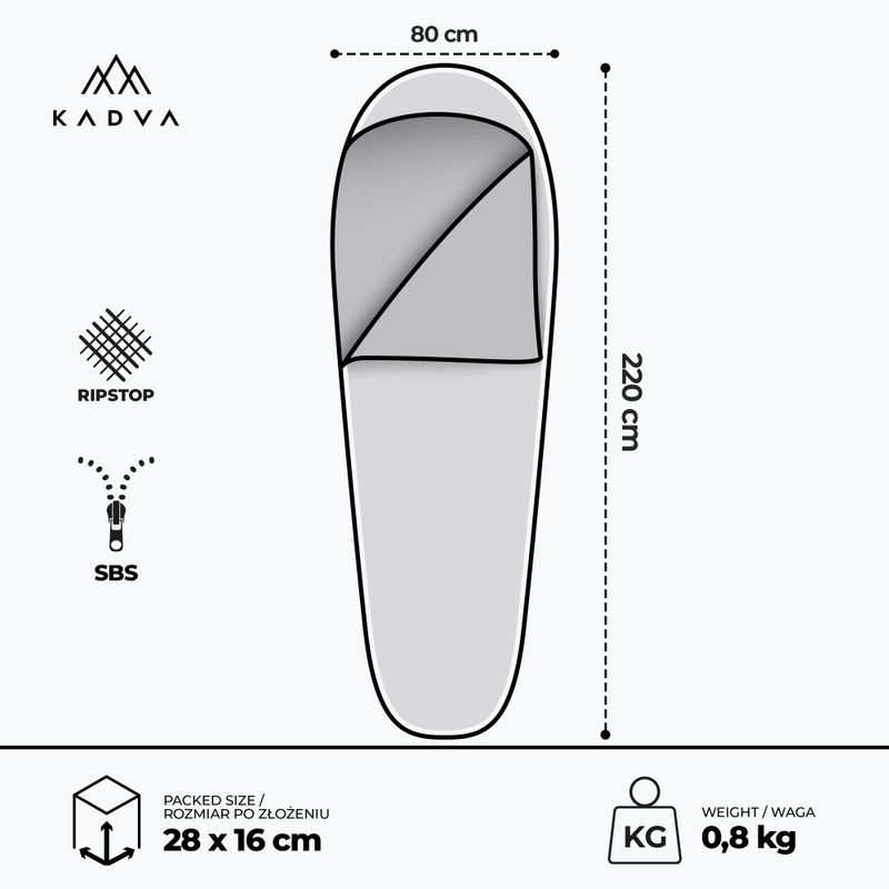 Spací pytel KADVA Light 800 R pravý námořnický modrý 3