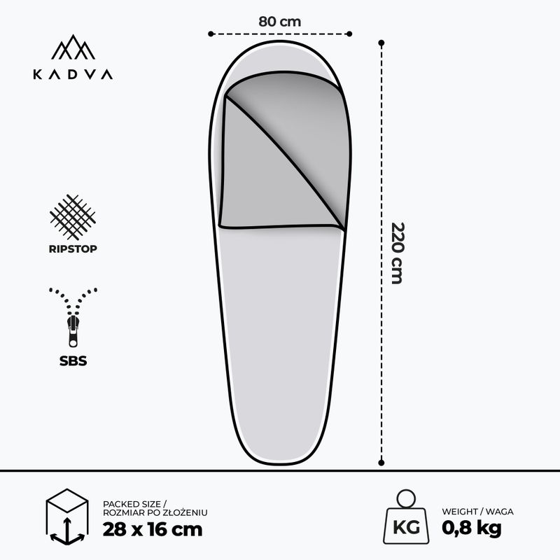 Spací pytel KADVA Light 800 L levý granátový 3