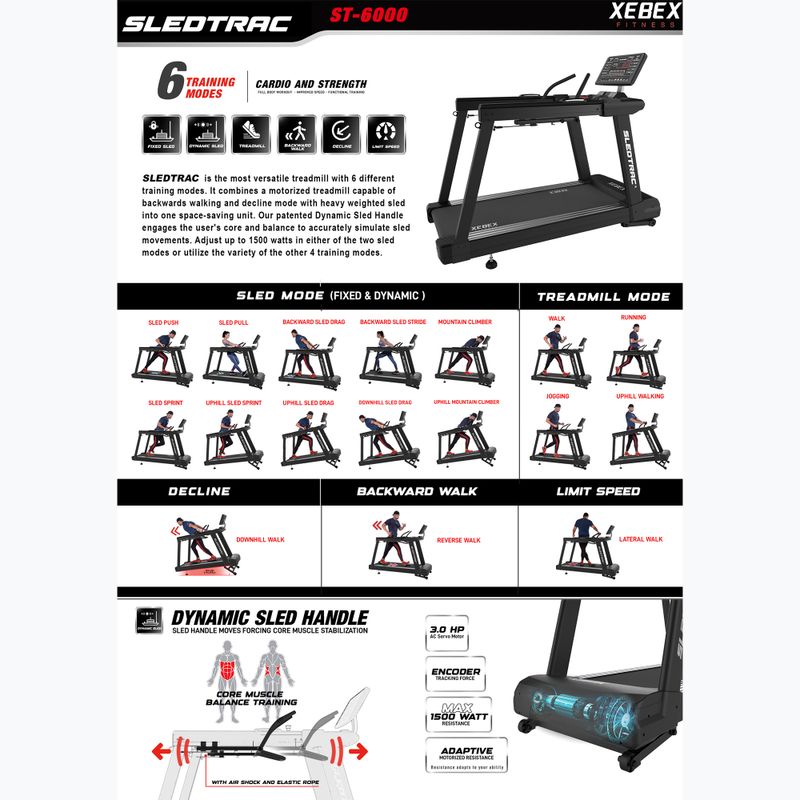 Elektrický běžecký pás XEBEX SledTrac 6000 black 13