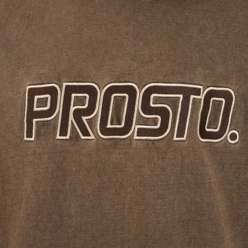 Pánská mikina PROSTO Checked Hoodie dark brown 4