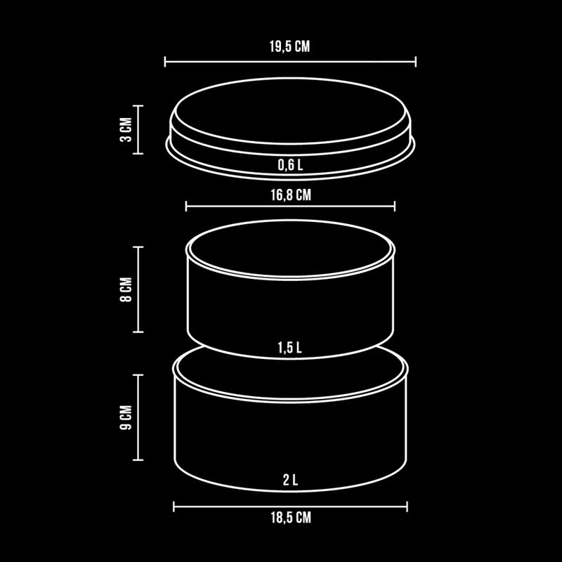 Cestovní sada nádobí Alpinus Yucatan 2l, 1,5l a 0,6l steel 10