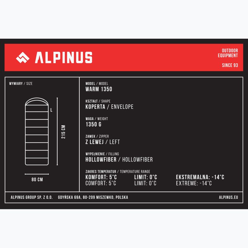 Spací pytel levý Alpinus Warm 1350 black 6