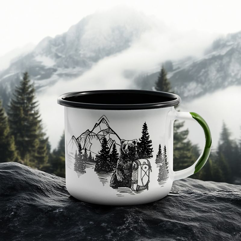 Turistický hrnek Alpinus Enamelled White Bear 3
