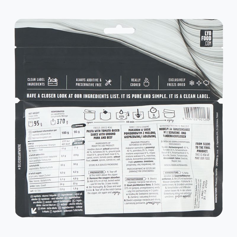 Lyofilizovaná strava  LYOFOOD Penne à la bolognese 370 g 2