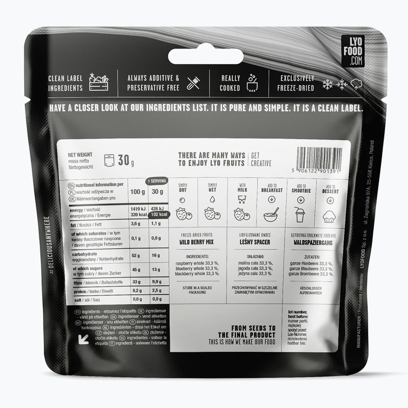 Liofilizované potraviny  LYOFOOD Maliny, borůvky a ostružiny 30 g 2