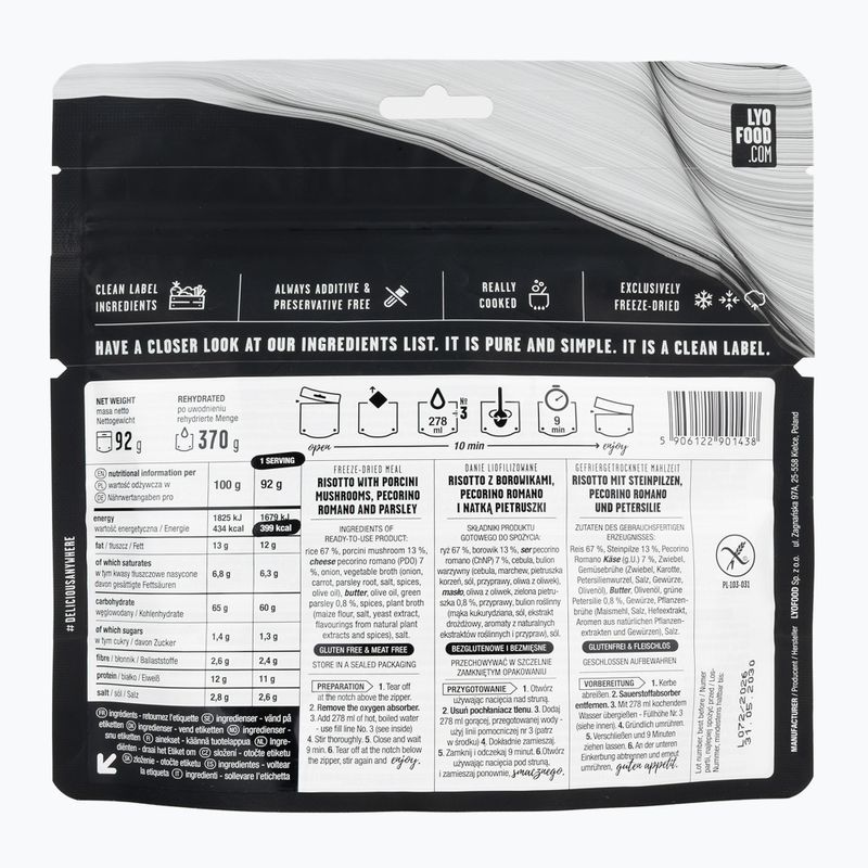 Lyofilizované potraviny LYOFOOD Porcini mushroom risotto 92 g 2