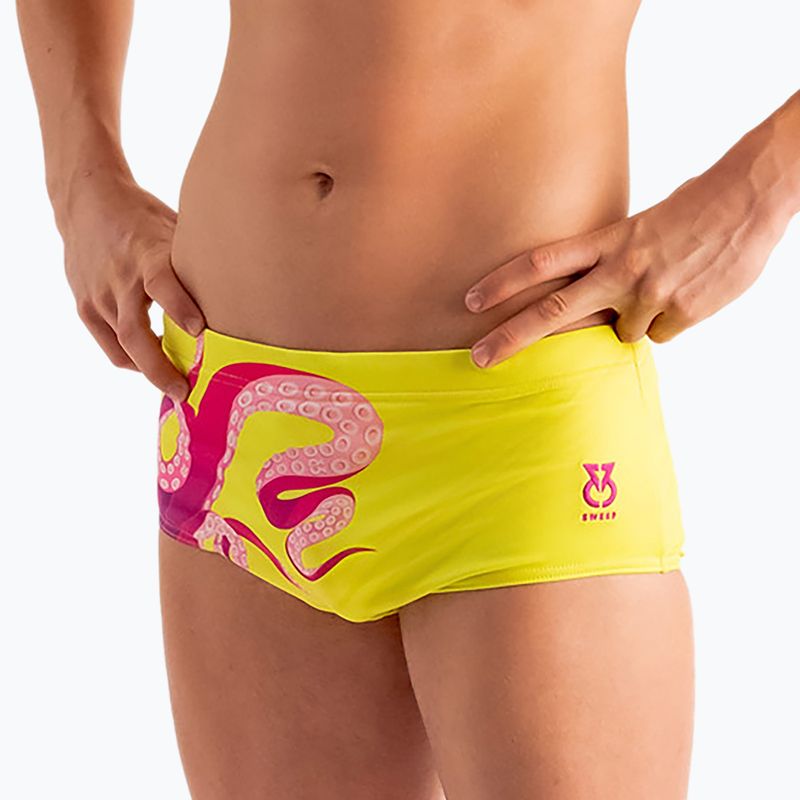 Pánské plavecké boxerky  SWEEP Aqua Kraken pink/yellow