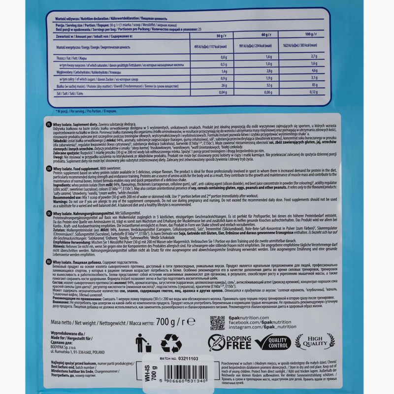 Whey 6PAK Isolate 700g vanilka PAK/049#WANIL 2