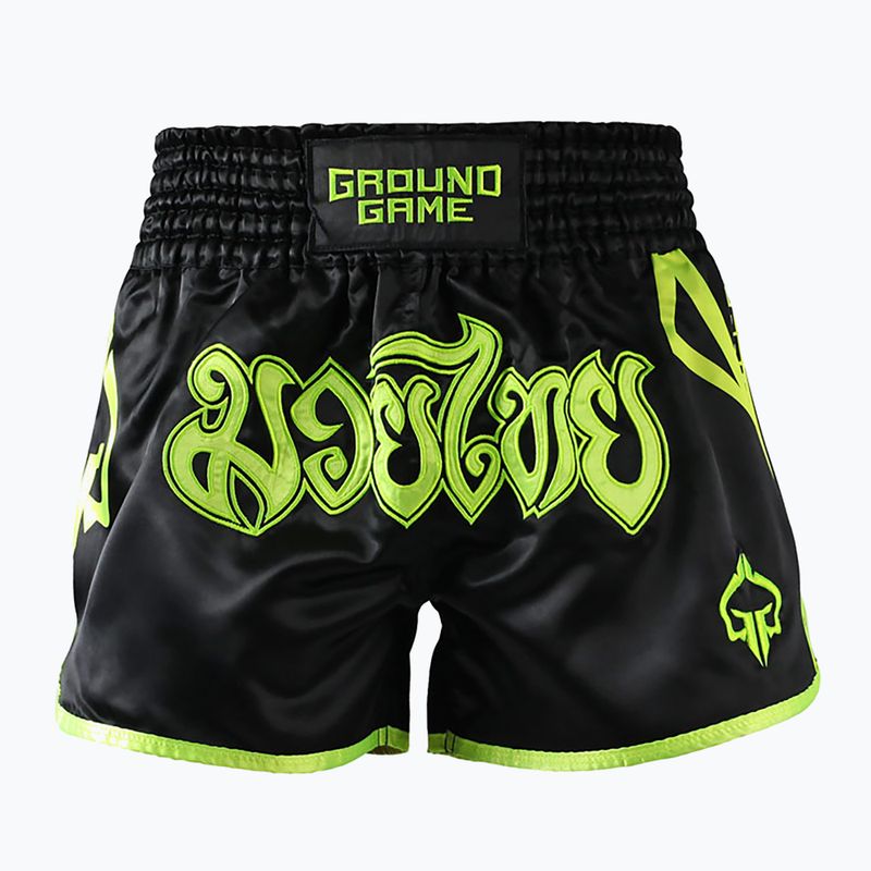 Pánské tréninkové šortky Ground Game Muay Thai Neon black/green neon