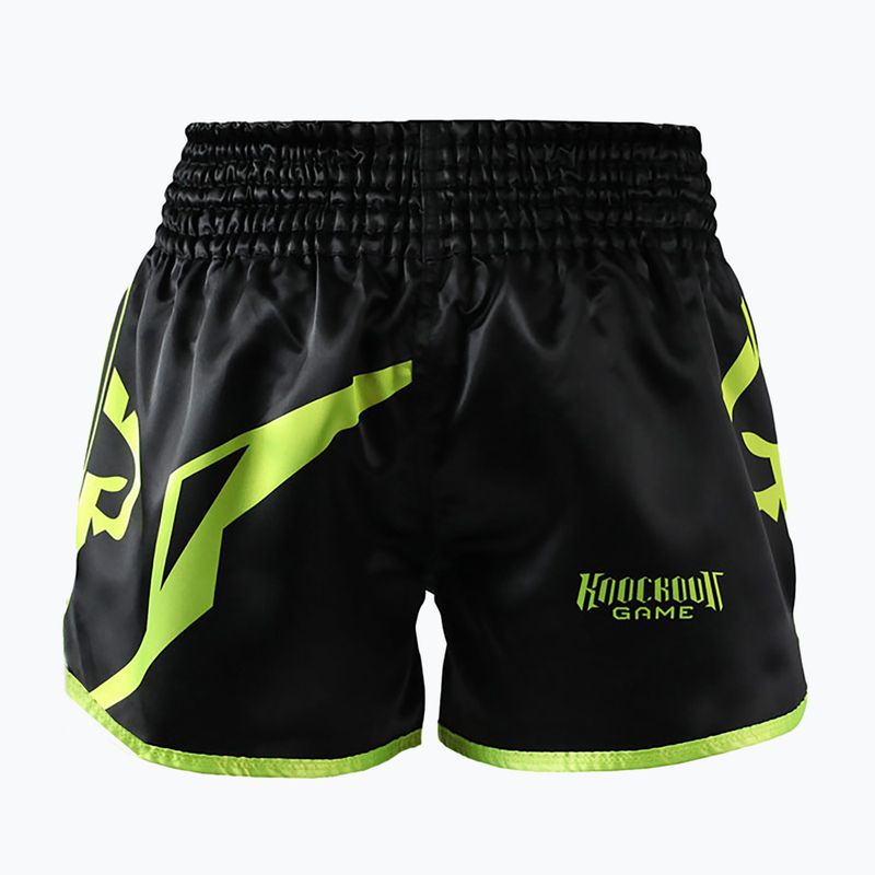 Pánské tréninkové šortky Ground Game Muay Thai Neon black/green neon 2
