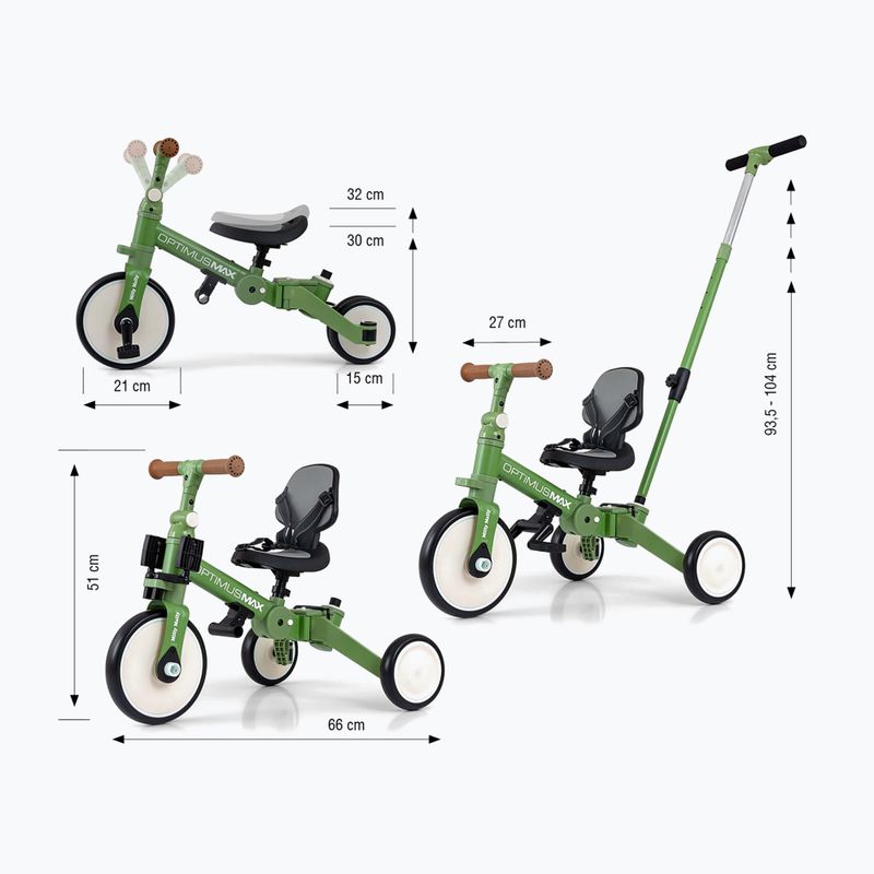 Odrážedlo Milly Mally 5w1 Optimus Max green 2