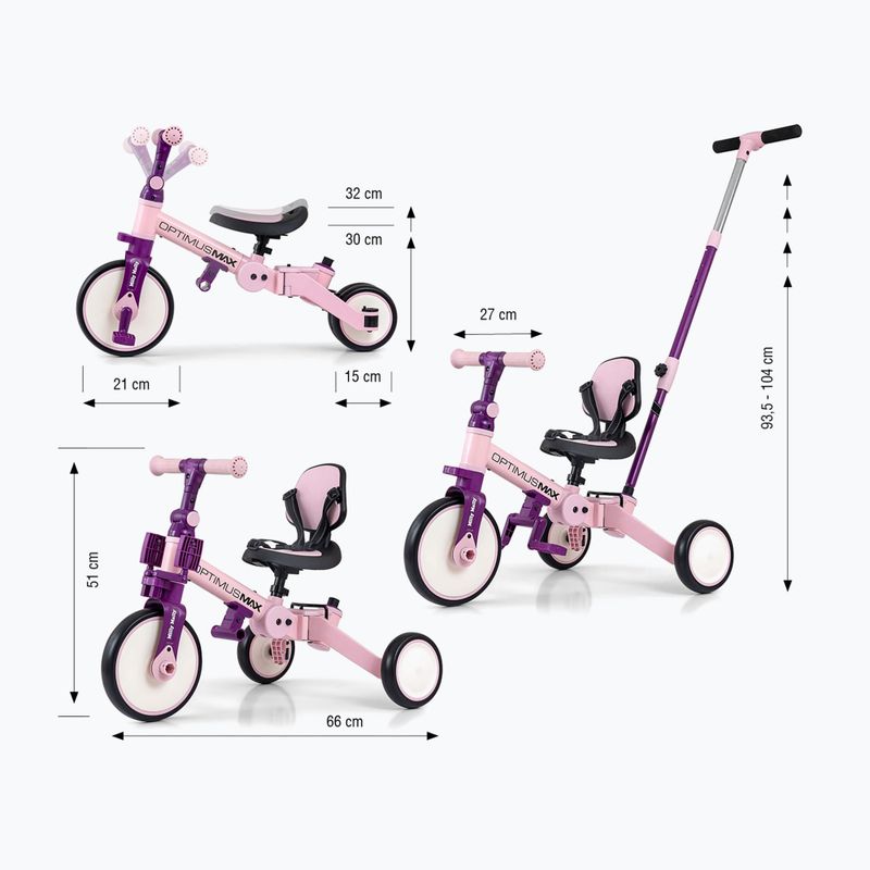 Odrážedlo Milly Mally 5w1 Optimus Max pink 2