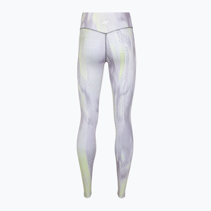 Dámské tréninkové legíny 4F Solar Punk FNK F454 light yellow allover 8