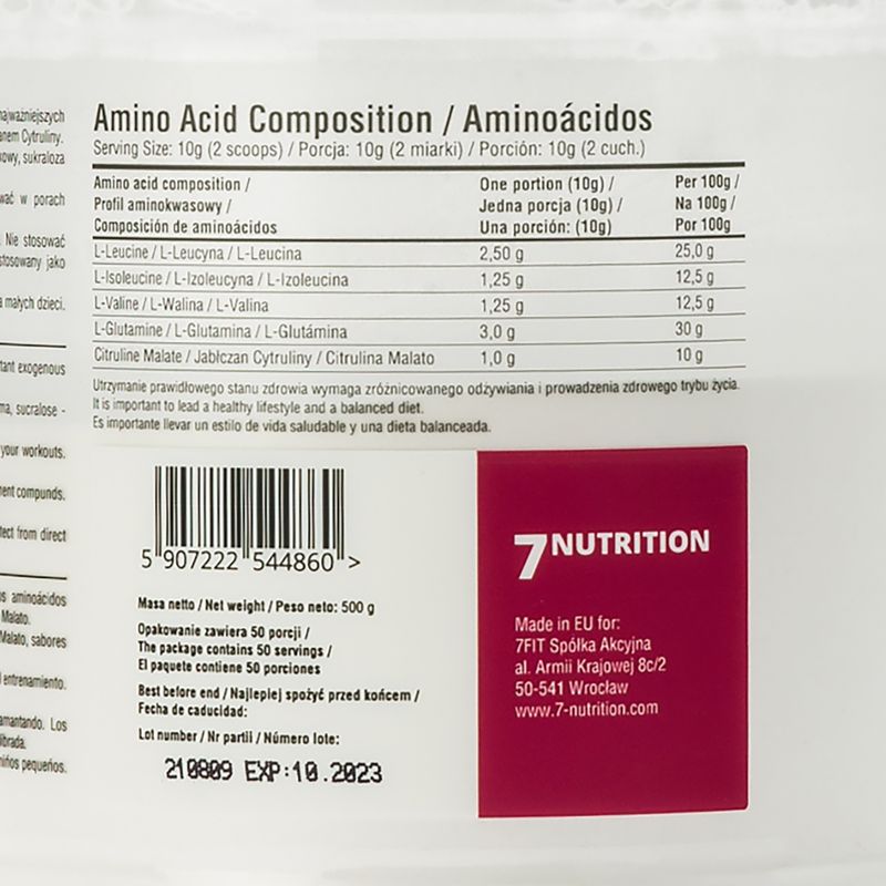 BCAA Master 7Nutrition aminokyseliny 500g cola-limetka 7Nu000333-cola 3