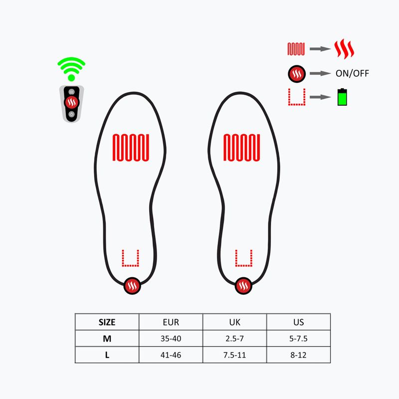 Vyhřívané vložky do lyžařských bot s ovladačem Glovii GW2 černé 14